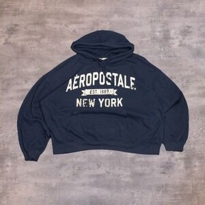Y2K 2000's 00's Aeroposta New York Mall Brand Oversize Americana Navy Hoodie